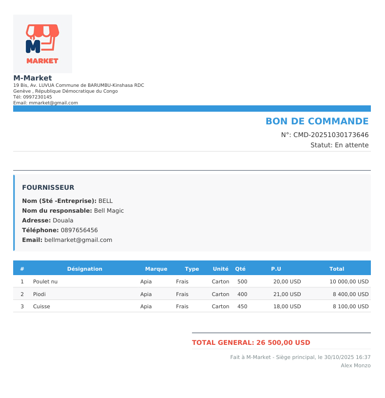 Découvrez les bons de commande générés par l'ePME System